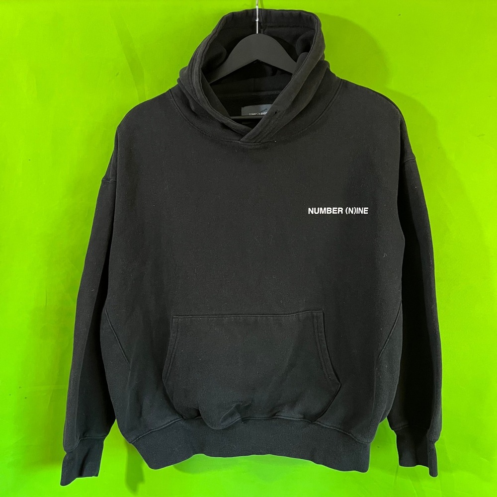 Number (N)ine x Common Base Black Hoodie Sweatshirt Size S Streetwear Logo